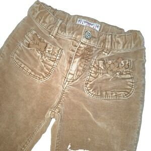 GAPKIDS Girls' Vtg‎ Y2K 2000s Tan Velvet Velour Bootcut Jeans Size 5T Bow Detail